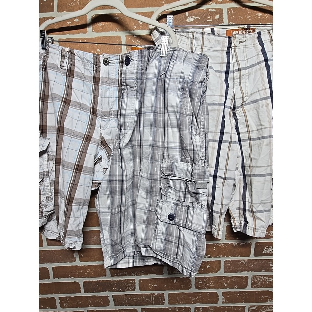 Lee Dungaree Men's Size 38 (Accual‎ Sz 39) Plaid Cargo Shorts Lot Of 3 Summer
